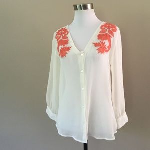 Sheer Blouse Small LILA PAGE Long Sleeve